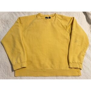 Vintage Gap Sweatshirt Men XL Yellow Cotton Crew Neck Pullover Classic 2000
